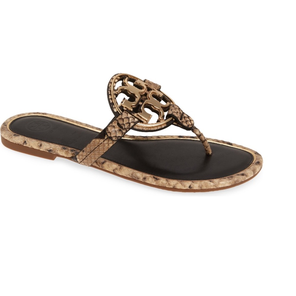 Tory Burch Metal Miller Stamped Snake Printed Sandal - 8.5